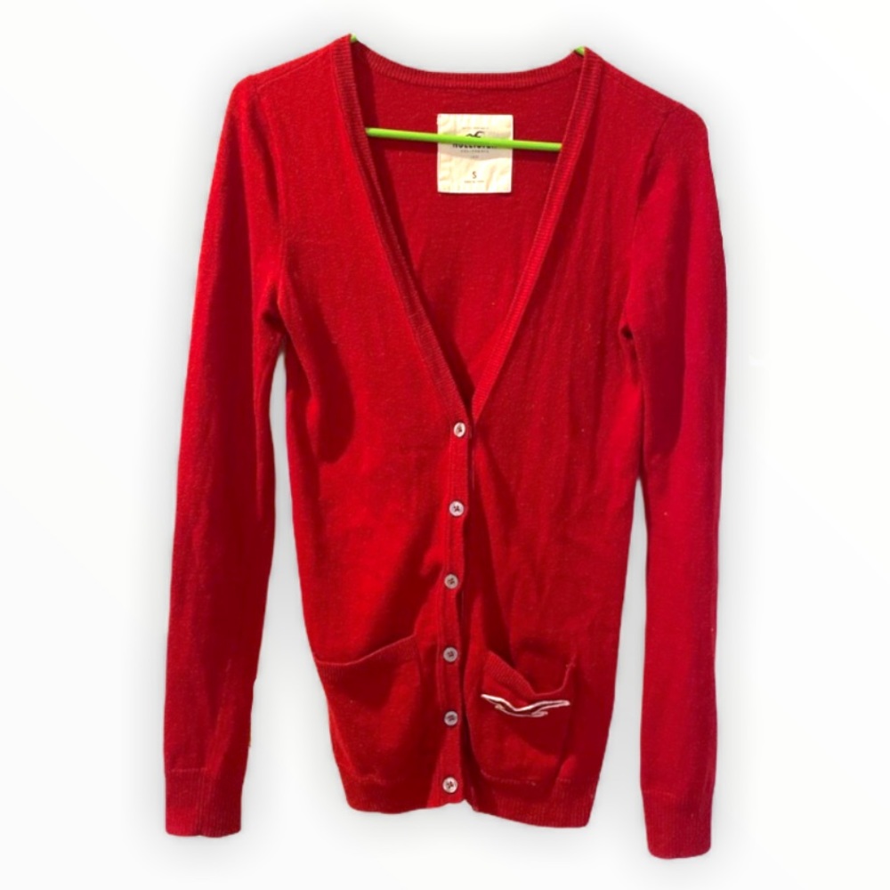 Red Hollister Cardigan